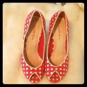 Charlotte Russe Red Polk A Dot Peep toe size 7